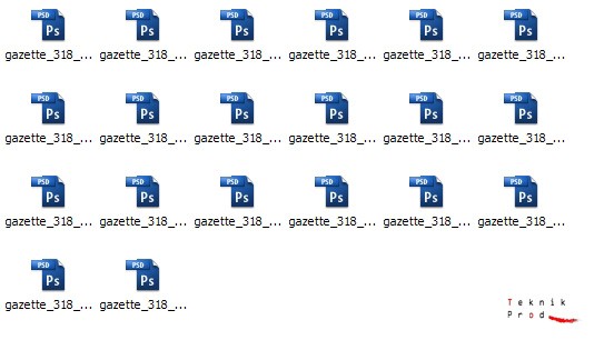 présentation des fichiers PSD dans l´explorateur de fichiers de Windows.
