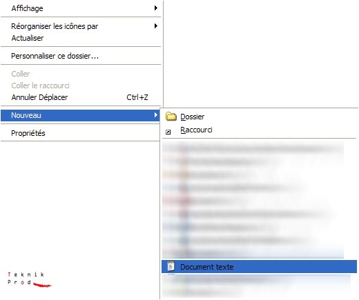 cliquez droit dans le dossier Shell afin de créer un fichier texte nommé psicon.txt.