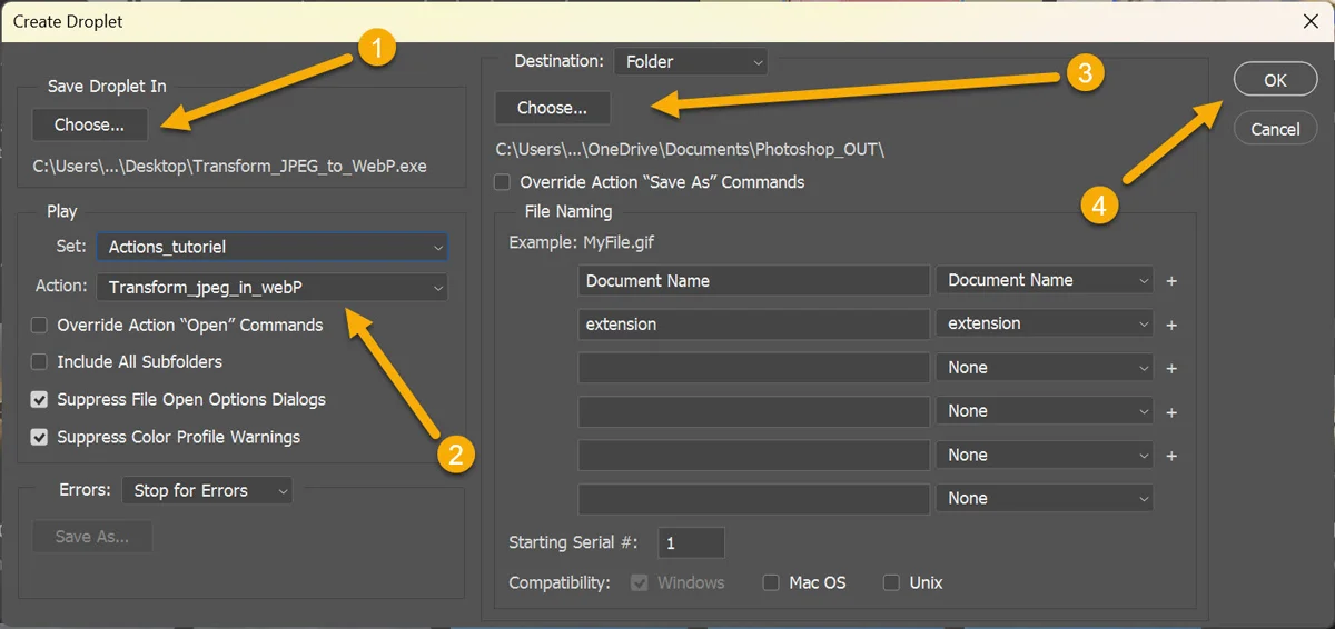 Droplet options