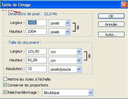 Fenêtre taille de l’image de Photoshop