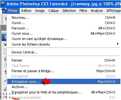 menu enregistrer sous...