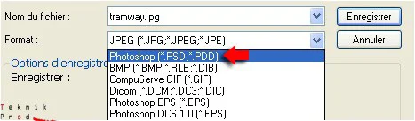 sélection du format *.PSD