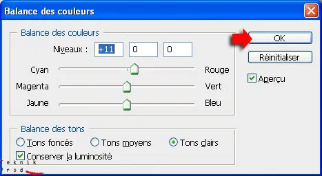 Réglages de la balance des couleurs
