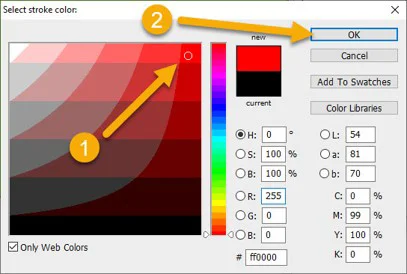 selection couleur rouge et validation