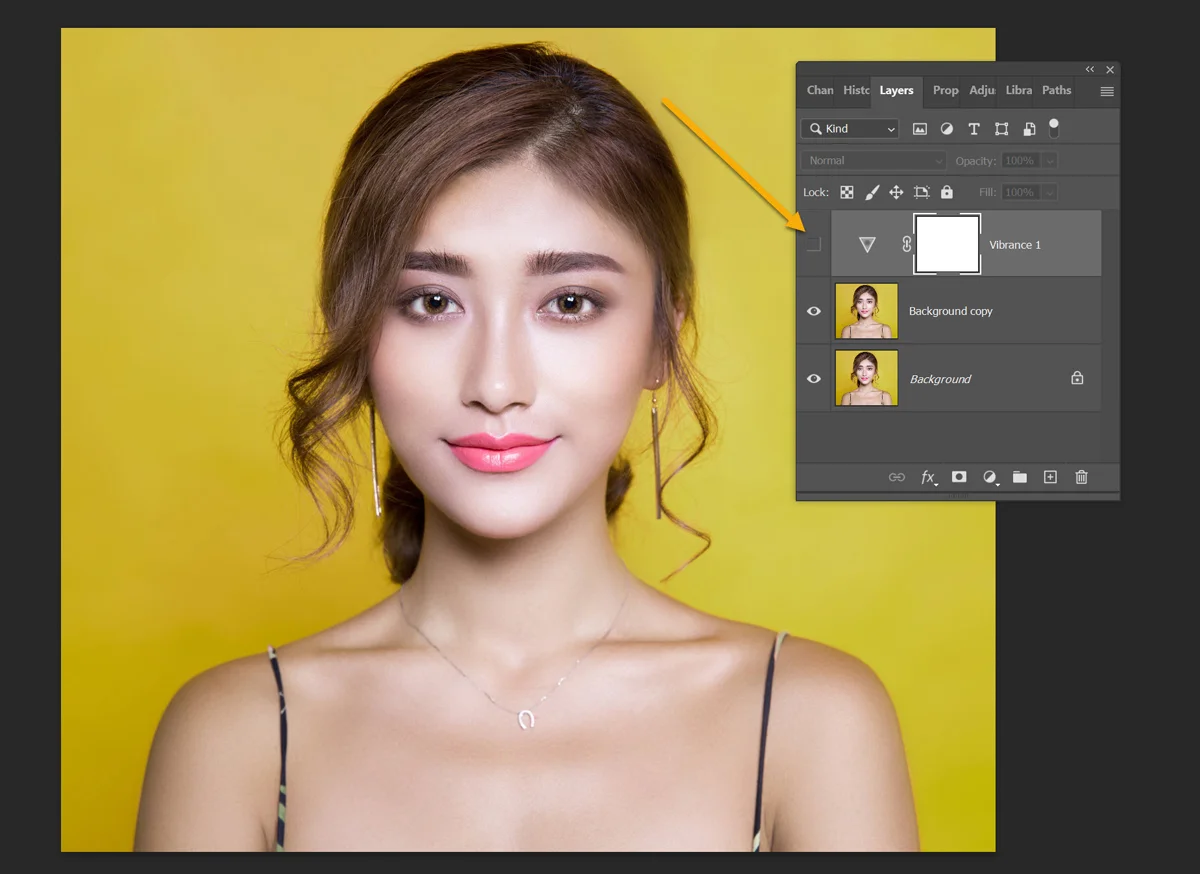 unselect vibrance layer