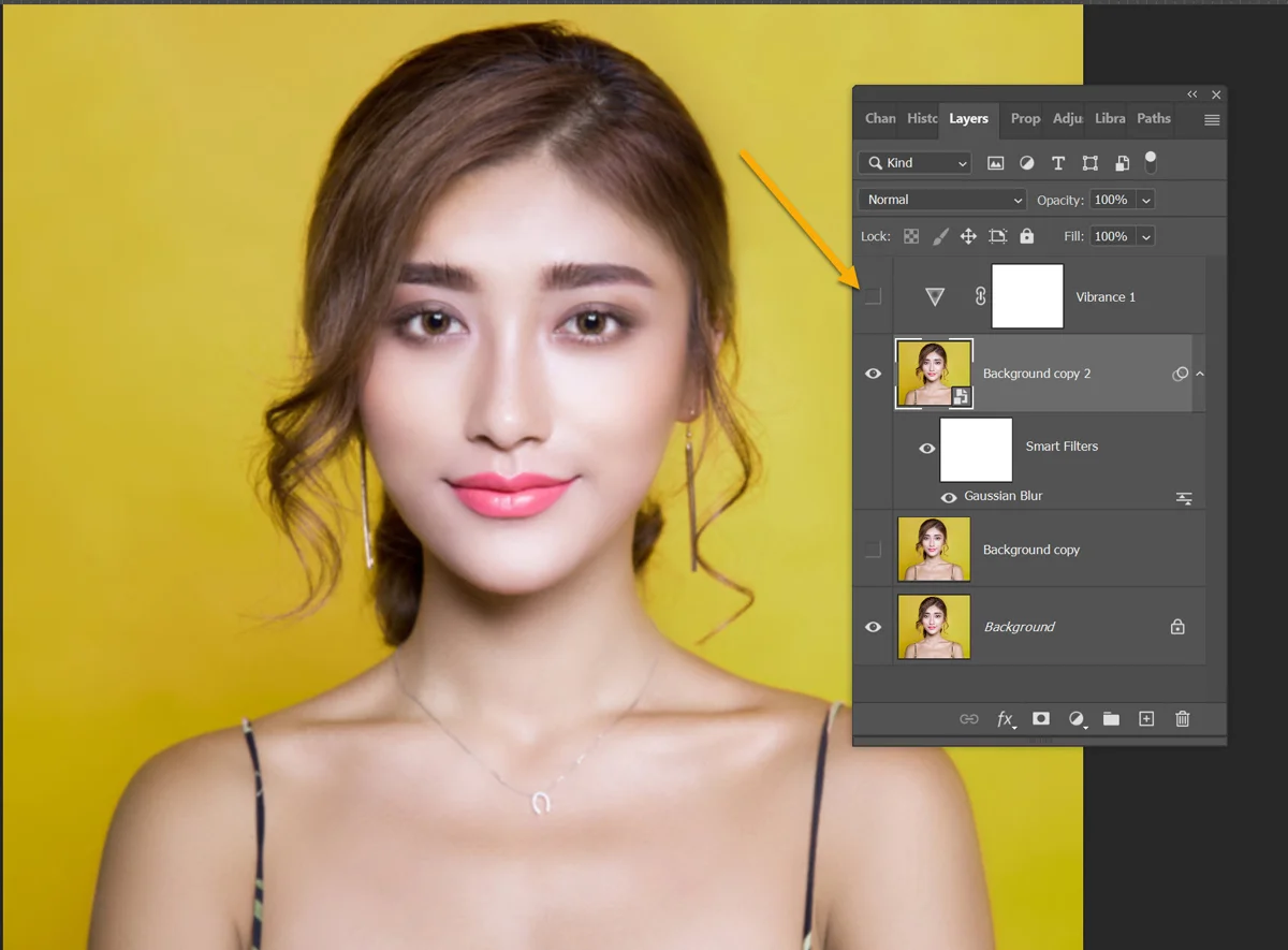 layer vibrance unselected